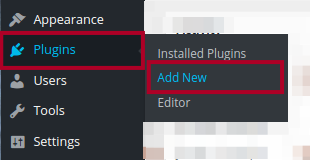 Plugin menu on the dashboard