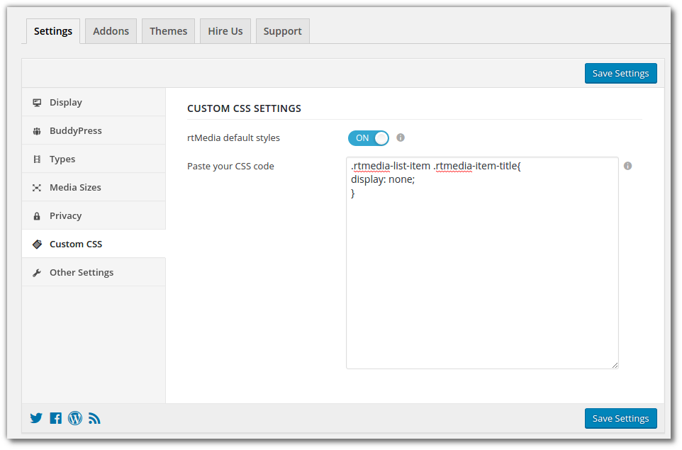 Custom CSS settings rtMedia