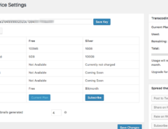 Transcoder plugin settings page