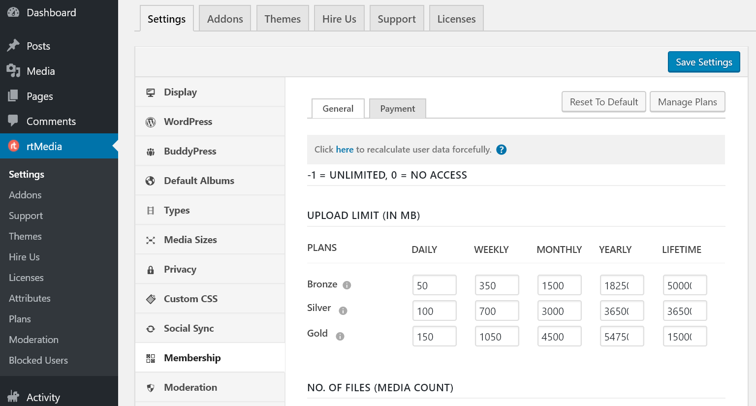 rtmedia membership settings